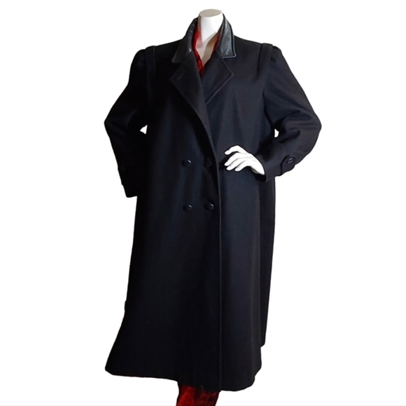 LADY SUZETTE WOMEN'S VINTAGE BLACK PEA COAT‎ SIZE LARGE - Picture 2 of 8